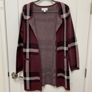 ELLE Purple Plaid Open Cardigan, S